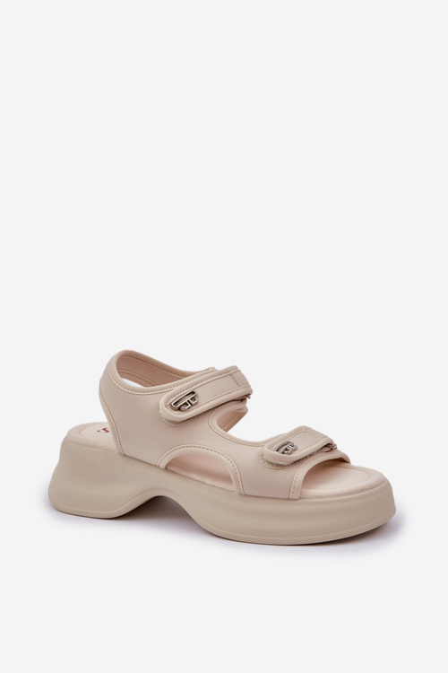 Fabric Lightweight Platform Sandals Light Beige Deniffia