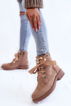 Suede insulated boots with a zipper with pearls beige Raiso