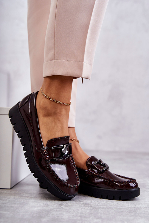 Lacquered Loafers On The Platform Burgundy Kjersti 