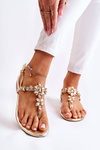 Women's Sandals Flip-flops With Cubic Zirconia Golden Solea