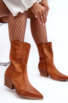 Leather Cowboy Boots On Low Heel Camel Ursuline