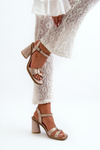 Leather Sandals with Heel Maciejka 06029-25 Gold
