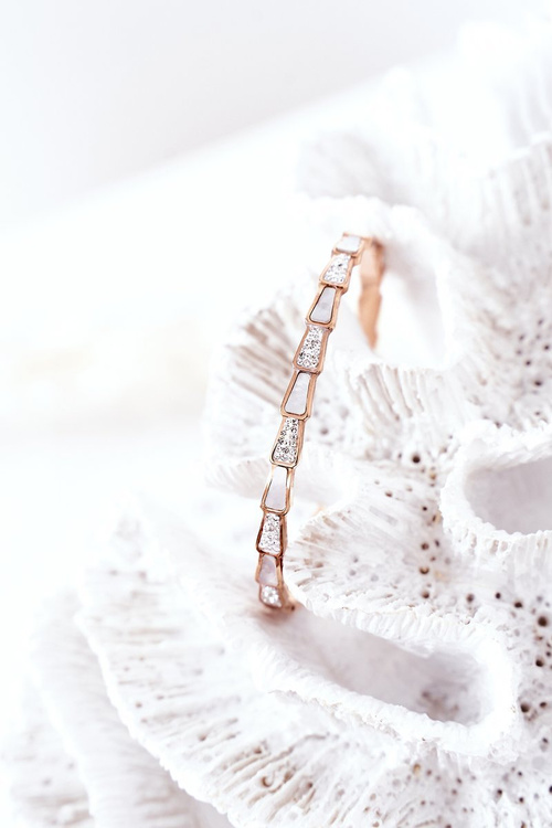 Steel Bracelet with Cubic Zirconia And Pearl Rose Gold