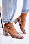 Leather Sandals On A Block Heel Maciejka 04120-10 Beige