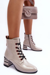 Lacquered Boots on Heel SBarski MR870-49 Light Gray