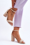 Suede High Heel Sandals Beige Madame