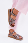 Ladies leather sandals on platform Maciejka L7064-35 graphite