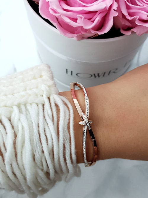 Women's Steel Bracelet Zircons Pink Gold Seri