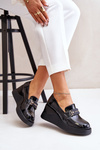 Lacquered Wedge Moccasins Black Vinceza 58337