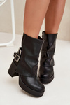 Women's Heeled Ankle Boots With Buckles Black Marena