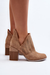 Women's Beige Openwork Ankle Boots with Stiletto Heels Niartima