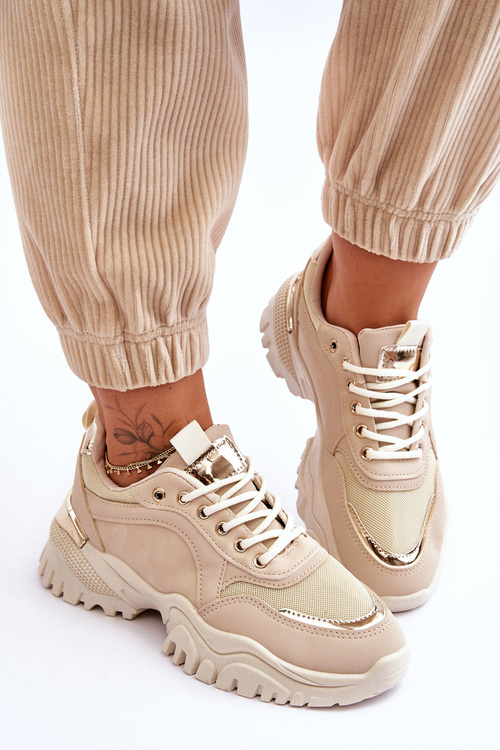 Buty Sportowe Klasyczne Platforma Beżowe Need It