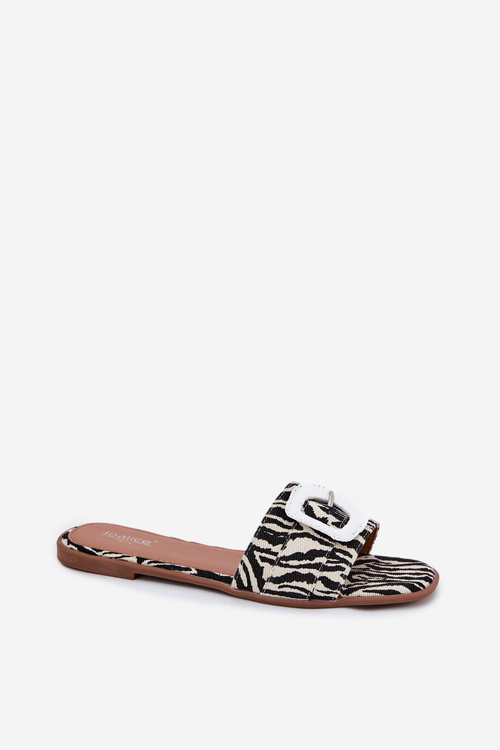 Flat Ladies Sandals With Decorative Buckle Zebra Clariola