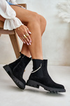 Insulated ankle boots with zipper and decorative strap black Labenne