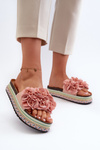 Women's Platform Sandals Adorned with Flowers Pink Nodina