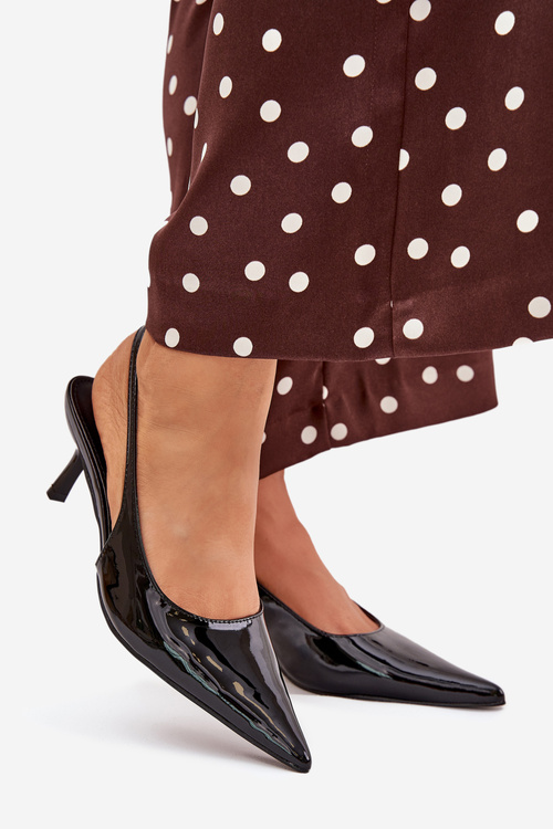 Lacquered High Heels With Open Heel Black Talira