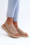 Women's Flat Sandals Adorned with Black Flowers Abidina