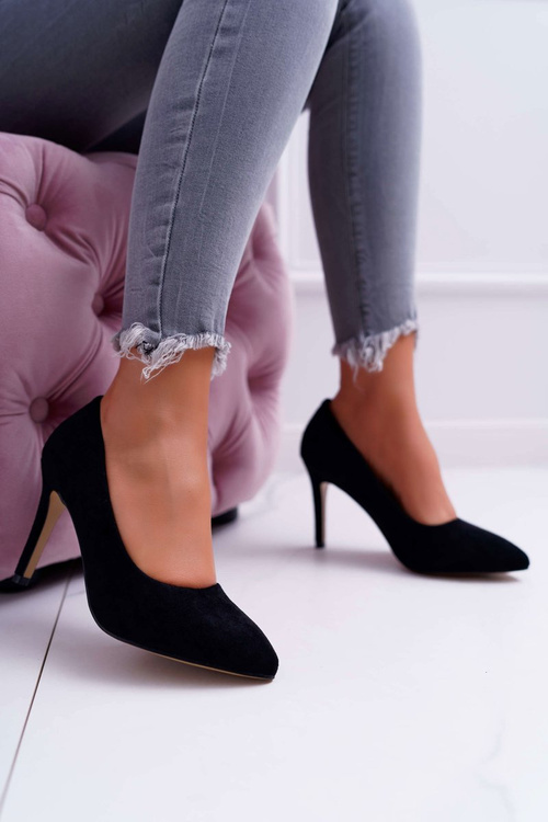 Women's Stilettos Suede Pointed Black Kiss Me