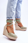 Women's Lace Up Wedge Sandals Green Bethany