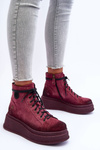 Leather Ankle Boots On Massive Platform Maciejka 06309-23 Burgundy