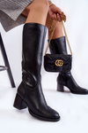 Women's Leather Boots On A Heel Black Bremo