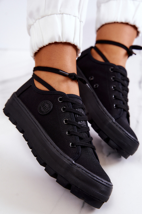 Trampki Damskie Na Platformie BIG STAR Czarne JJ274489