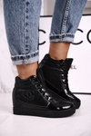 Women’s Wedge Sneakers Black Carol