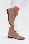 Suede Flat Heel Ankle Boots Cappuccino Zazoo 4078