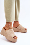 Women's Slippers On A Massive Platform Beige Martina