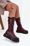 Women's Leather Boots With Wool Zazoo 70121 Bordeaux