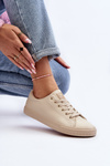 Women's Leather Classic Lace-Up Sneakers in Beige Misima