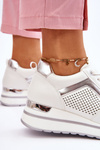 Leather Low Wedge Sports Shoes White Braylen