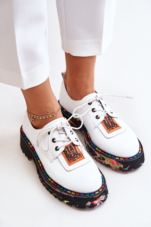 Leather Women's Lace-Up Shoes Artiker White 55C0500