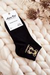 Women's Cotton Socks With a golden bear Black