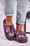Women's Home Furry Mouse Slippers Violet Home Sweet Home