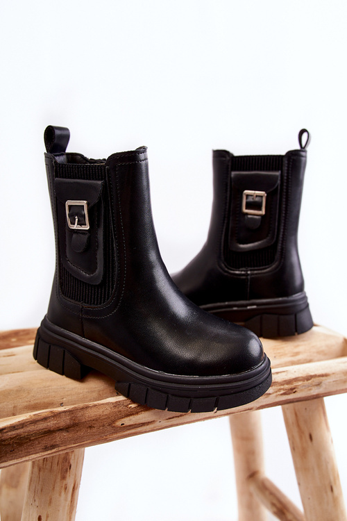 Girls' High Leather Boots Black Shelby