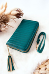 Quilted Wallet with Tassel Green