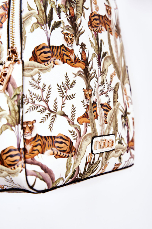 Women's Leather Backpack NOBO M3170-CM00 White Tigers