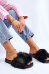 Women's Fur Slides Black Kennet