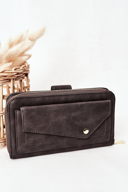 Large Women's Wallet With A Pocket Grey