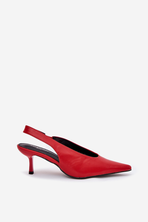 High Heels With Open Heel Eco Leather Red Aricandia