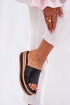 Classic Ladies Slippers On Platform And Wedge Black Florenis