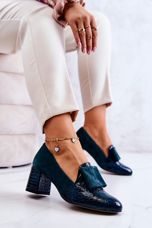 Suede Snakeskin Pumps Green Diana