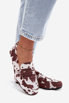 Damskie Mokasyny Loafersy W Łaty Płaskie Brązowo-Białe Soreline
