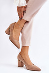 Classic Suede High Heel Pumps With Embellishments Beige Derren 