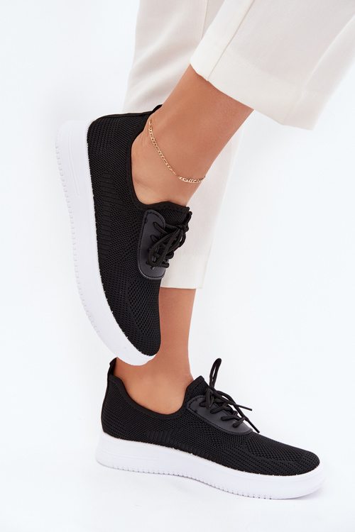 Damskie Buty Sportowe Materiałowe Wsuwane Czarne Kalyra 