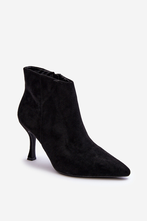 Women's Suede Boots On Heel Black Merisa