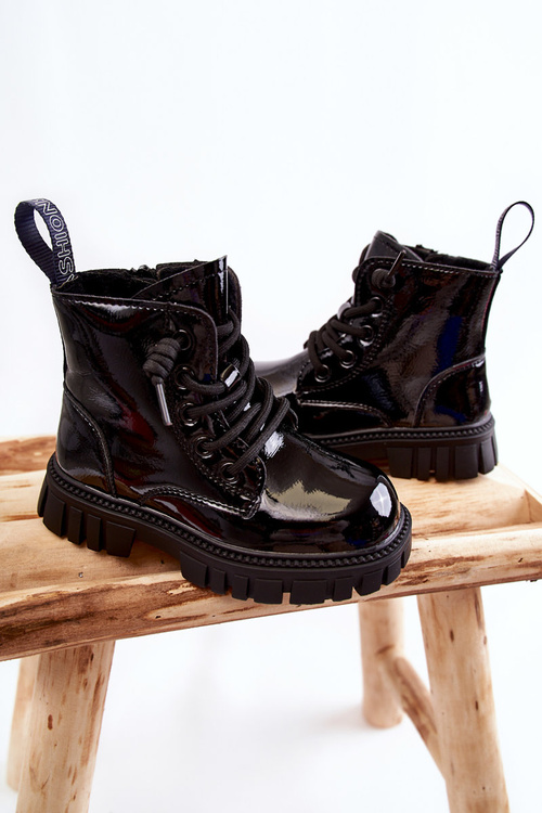 Lacquered Warm Boots Black Heidi
