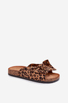 Ladies Slippers With Clear On Cork Sole Leopard Brown Sercele