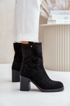 Women's Insulated Heeled Ankle Boots Eco Suede Black Vellinga
